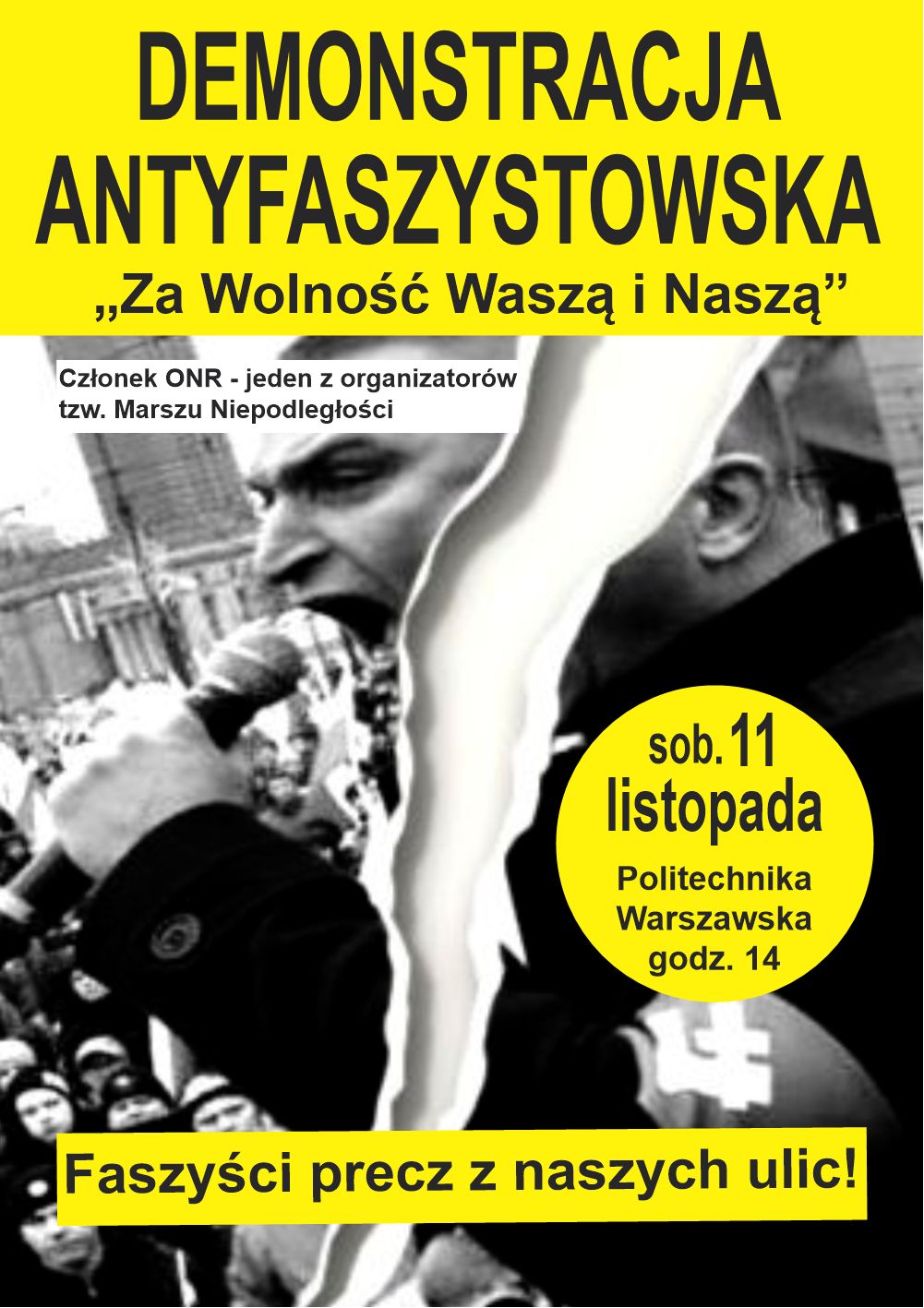  Demonstracja Antyfaszystowska 11 listopada 2017 – plakat” width=