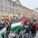 Zatrzymajcie ludobójstwo! Wolna Palestyna! Demonstracja w Warszawie, 17 lutego