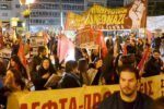 Ateny 12.2014 Zwolennicy SEK (siostrzanej organizacji Pracowniczej Demokracji w Grecji) na proteście przeciw cięciom.