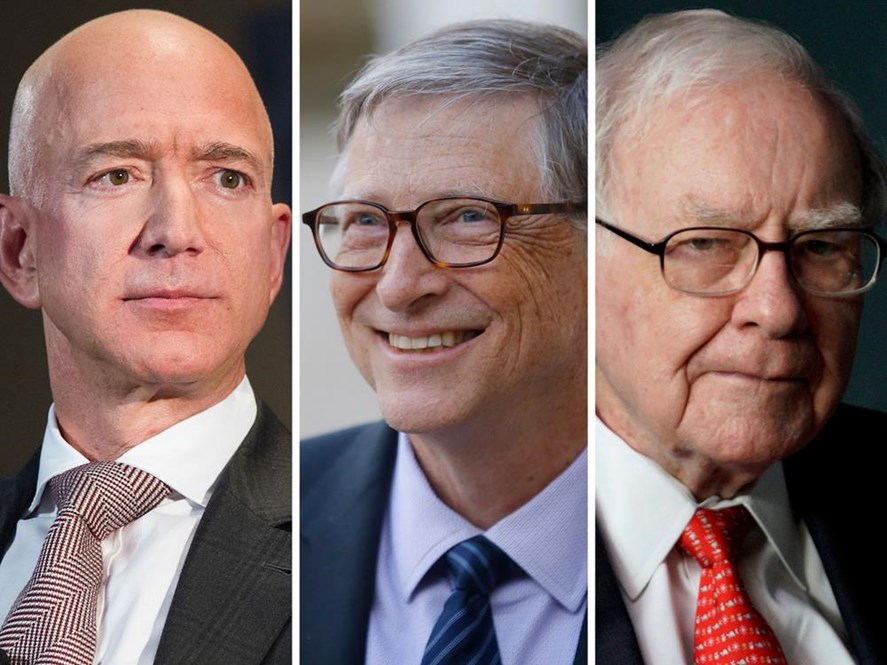 Najbogatsi ludzie świata ? Jeff Bezos, Bill Gates i Warren Buffet.