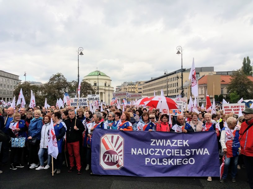22.09.18 Warszawa. ZNP na demonstracji OPZZ.