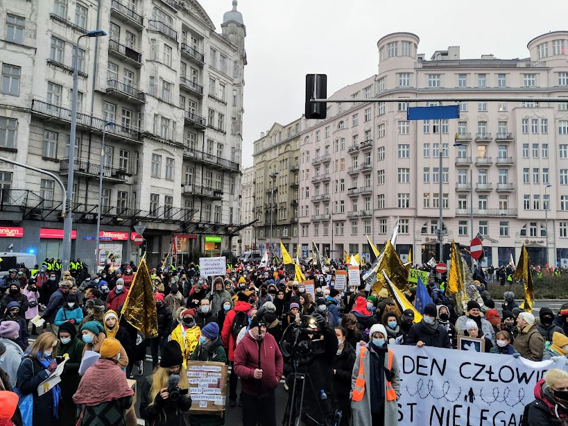 11.12.21 Warszawa. Demonstracja solidarności z uchodźcami.