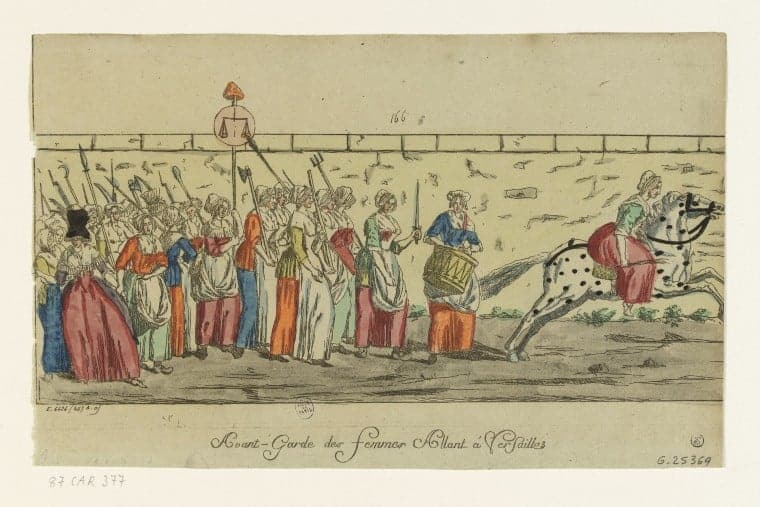 „Awangarda kobiet idących do Wersalu“. Grafika anonimowego artysty z 1789 r.