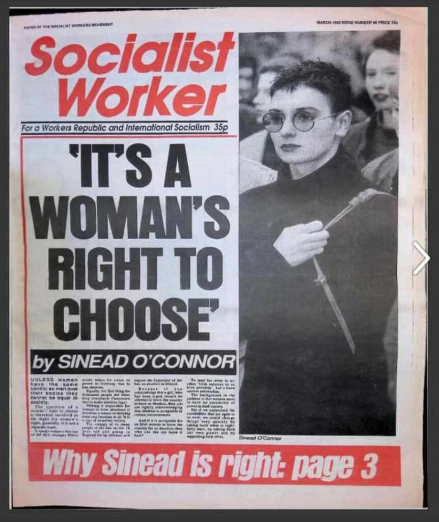 W marcu 1992 roku Sinéad O'Connor napisała ten tekst dla pierwszej strony  "Socialist Worker", gazety naszej siostrzanej organizacji w Irlandii.