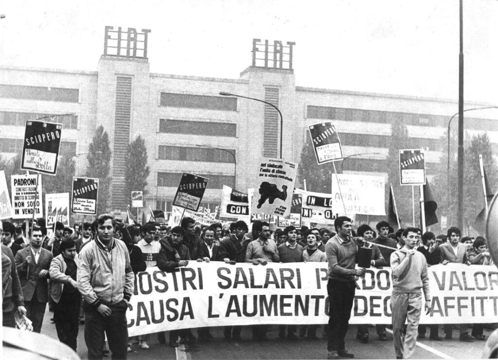 Gorąca Jesień 1969 roku. Strajkujący pracownicy firmy FIAT.