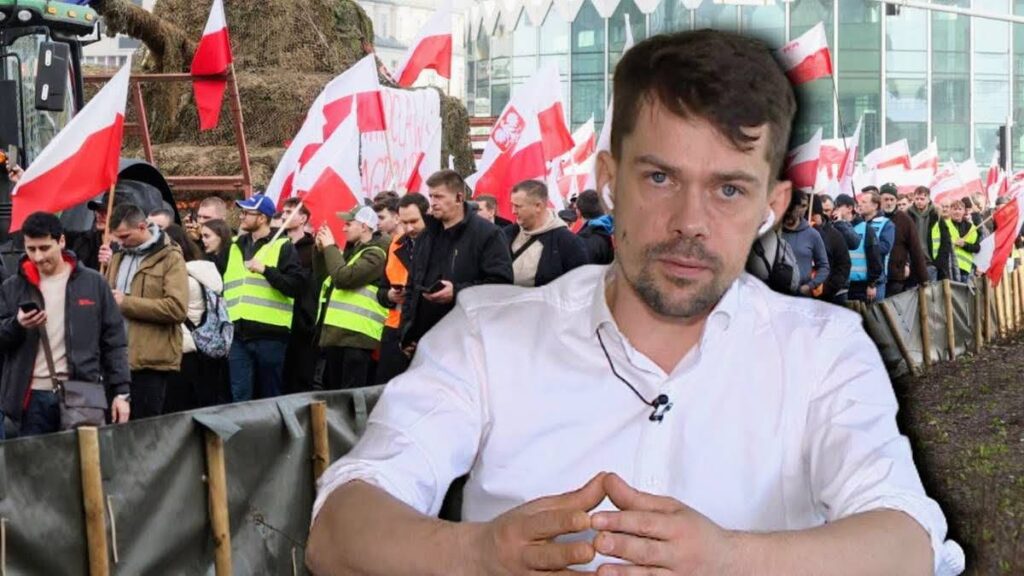 Wiceminister rolnictwa Michał Kołodziejczak na antenie Polsat News. Kiedyś protestował, dziś siedzi w kieszeni Donalda Tuska.