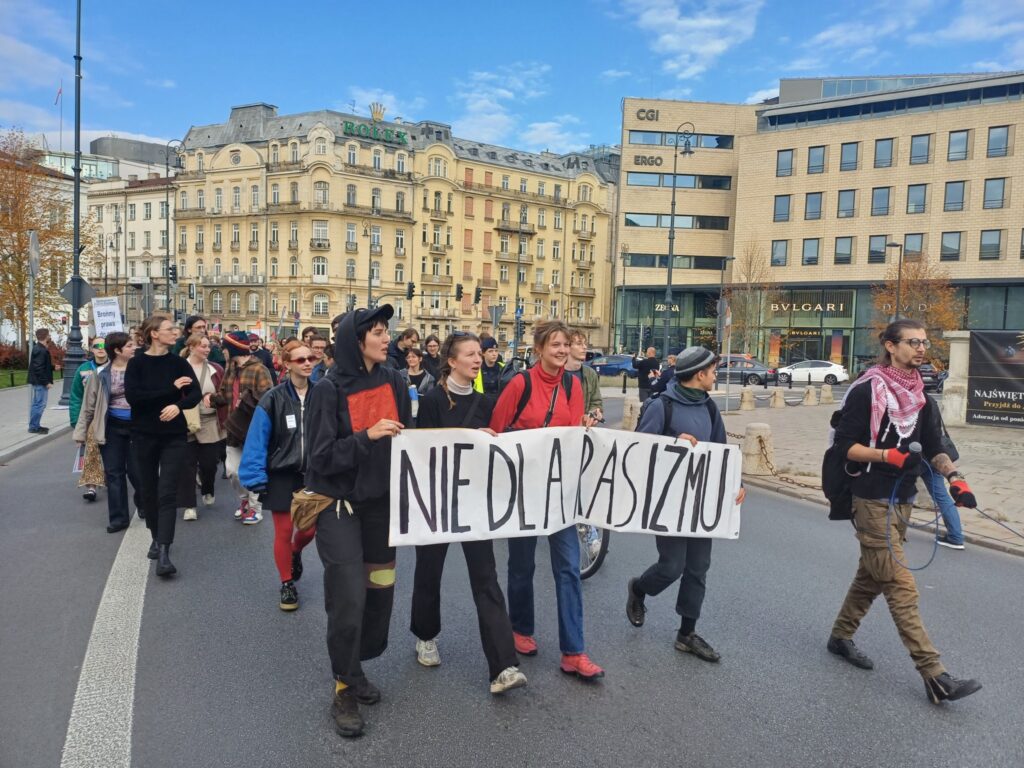 27.10.2024 Warszawa. Demonstracja: „Prawo do azylu prawem człowieka”.