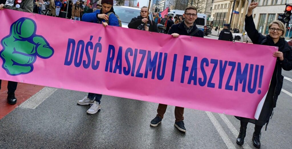 16.03.23 Warszawa. Demonstracja: „Zjednoczmy świat przeciw rasizmowi i skrajnej prawicy”.